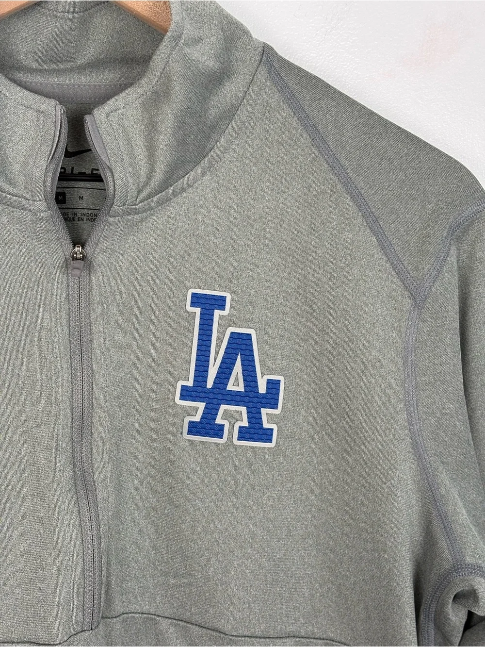 MLB Nike Los Angeles Dodgers Logo Gray Quarter-Zip Performance Pullover Jacket